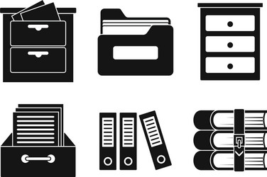archive file icons set simple style vector image