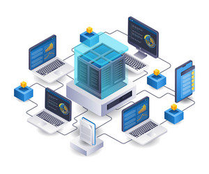 computer network server infographic 3d flat vector image