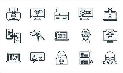 Hacker line icons linear set quality vector