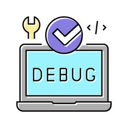 laptop debug fixed color icon vector