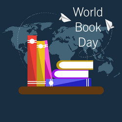print world book day with map background gre vector image