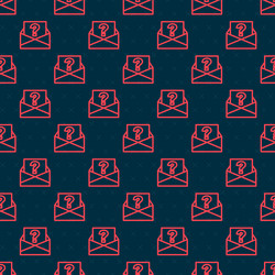red line envelope with question mark icon isolated vector image