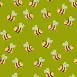 seamless pattern with bees on color background vector image