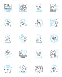 search optimization linear icons set algorithm vector