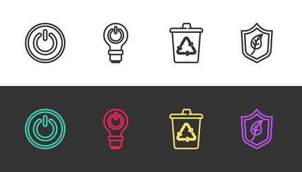 set line power button light bulb with lightning vector image
