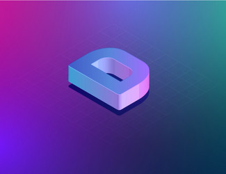 three dee tech font character d isometric vector