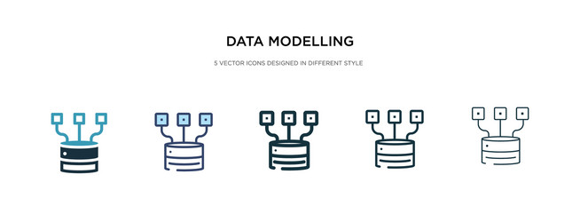 Data modelling icon in different style two vector