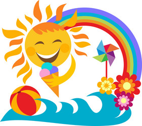 Sunny Vacation with Ice Cream Vector Image