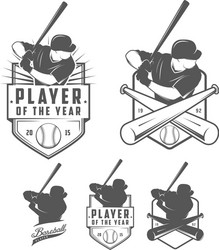 Vintage Baseball Labels & Badges Set Vector Image