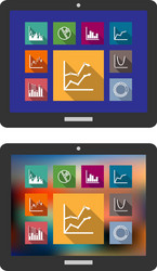 graphs and charts on a tablet computer vector image