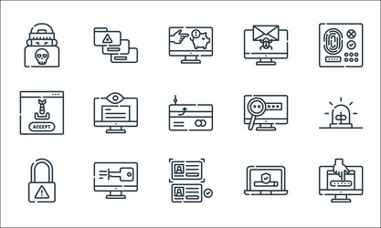 Hacker line icons linear set quality vector