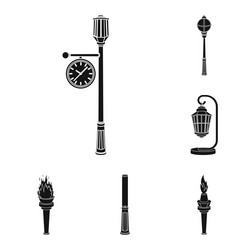 lamp post black icons in set collection for design vector image