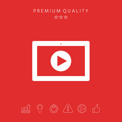 computer tablet with play button icon vector image