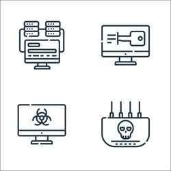 hacker line icons linear set quality vector image