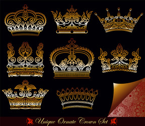 Crown logos set luxury corona monograms Royalty Free Vector