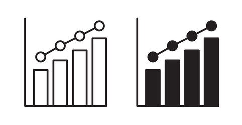 stats icon set in thin line for web vector image