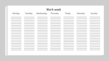 work week with days and lines vector image