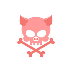 Pig Skull with Bones - Halloween Logo Vector Image