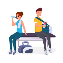 rest after exercise in gym flat set vector