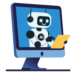 Robot with Tablet - AI Support vector image