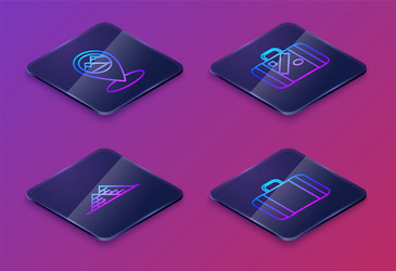 set isometric line map pointer with mountain vector image
