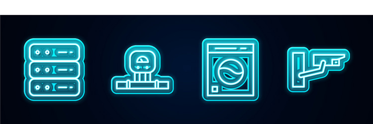 set line server data web hosting smart sensor vector image