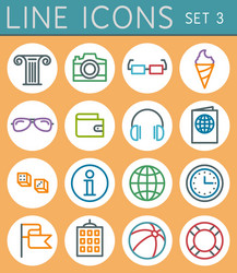 Travel line icons set web design elements vector