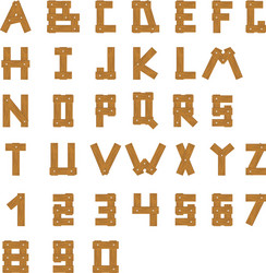 Wooden blocks with letters and numbers Royalty Free Vector