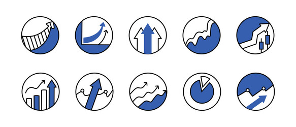 a set of icons for graphs and diagrams vector image
