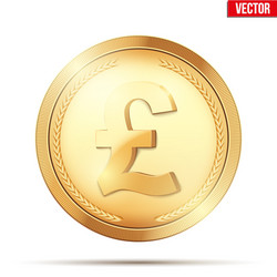 Gold coin with pound sign vector