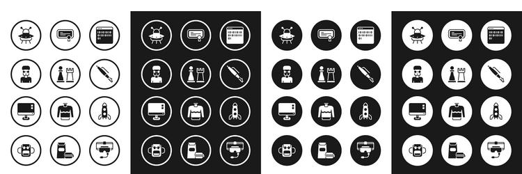 set binary code chess nerd geek ufo flying vector