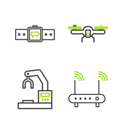 Set line router and wi-fi signal robotic robot vector