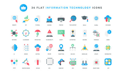 Tech & Data Flat Icons - Network & Digital vector image