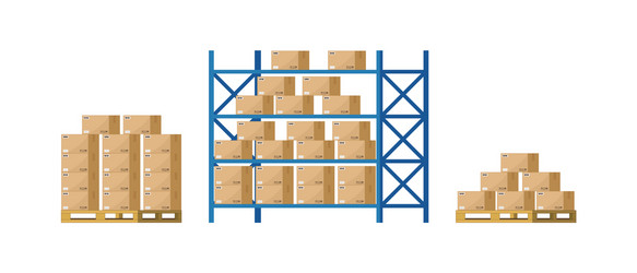 Warehouse Stockpile with Pallets and Boxes vector image