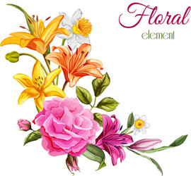 Watercolor Lily & Rose Wedding Card Vector Image