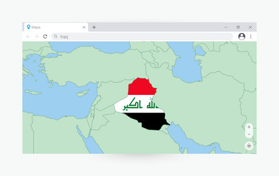 Browser window with map of iraq searching vector