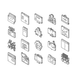 dev code occupation collection isometric icons set vector image