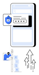 cybersecurity measures with mobile authentication vector image