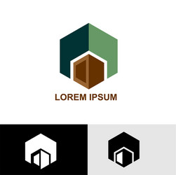 Cube 3d shape polygon logo Royalty Free Vector Image