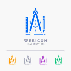 Build design geometry math tool 5 color glyph web vector