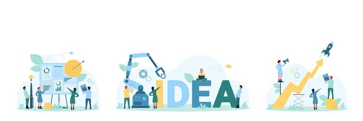 business project development set tiny people vector