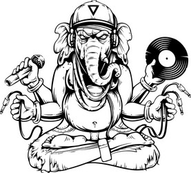 Musical Ganesha Vector Image