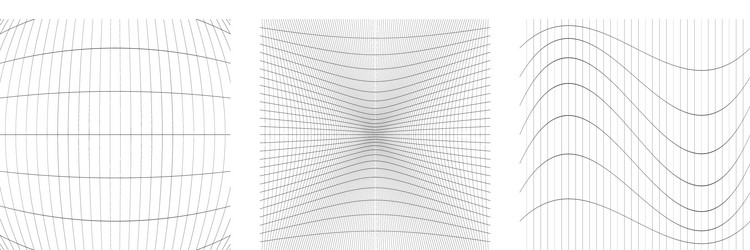 set of deformed distorted grids meshes flex vector image