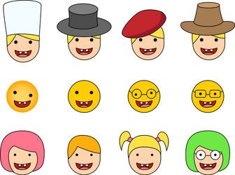 Set of down syndrome kid icon in flat style vector