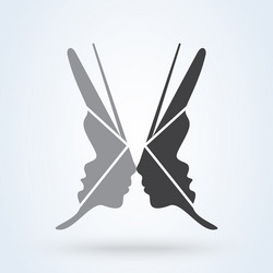 womans face in butterfly wings shape abstract vector image