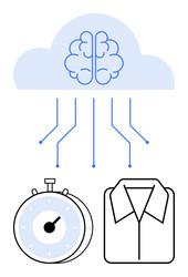 brain and cloud connection with stopwatch vector image
