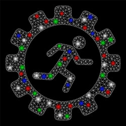 bright mesh wire frame gear rat race with flash vector image