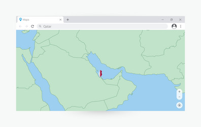 Browser window with map of qatar searching vector