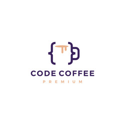 Code coffee cafe mug glass logo icon vector