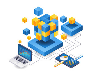 data analysis blockchain technology business vector image